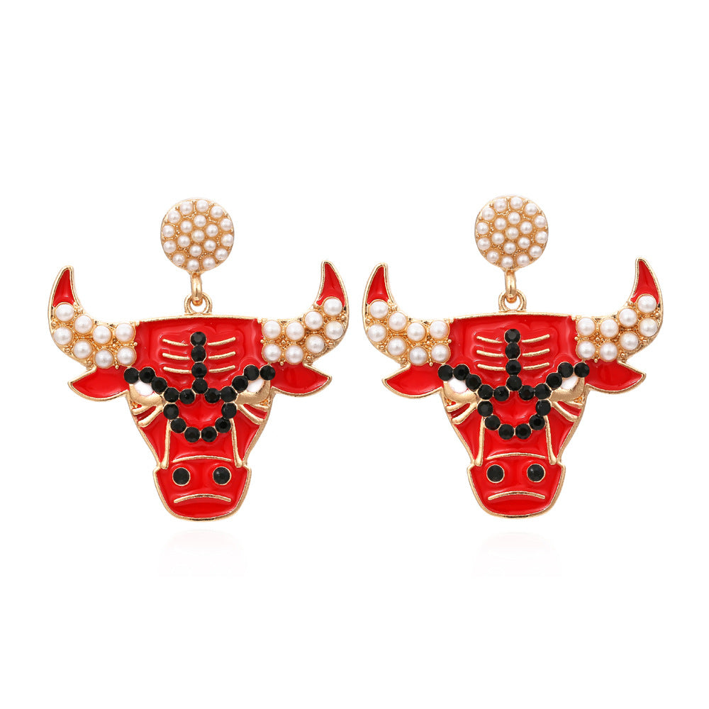 Bullhead Pearl Alloy Earrings E4725