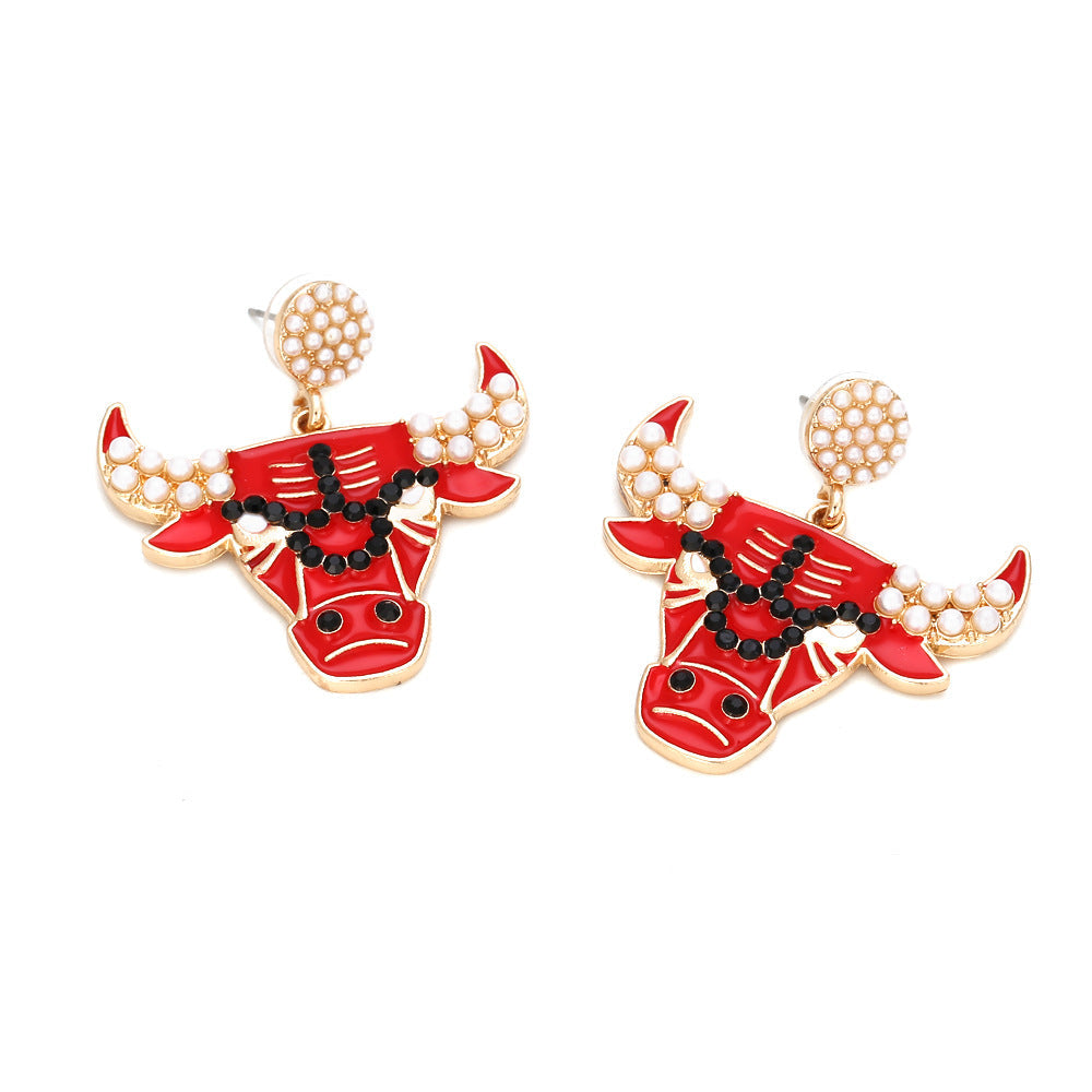 Bullhead Pearl Alloy Earrings E4725