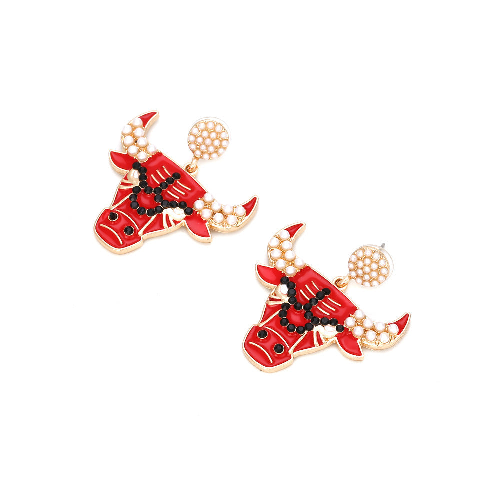 Bullhead Pearl Alloy Earrings E4725