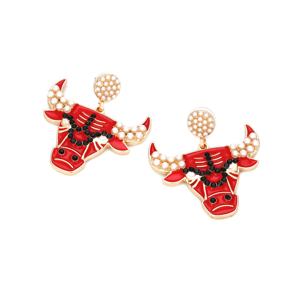 Bullhead Pearl Alloy Earrings E4725