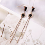 Roman Numerals Stainless Steel Tassel Earrings E4803