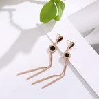 Roman Numerals Stainless Steel Tassel Earrings E4803