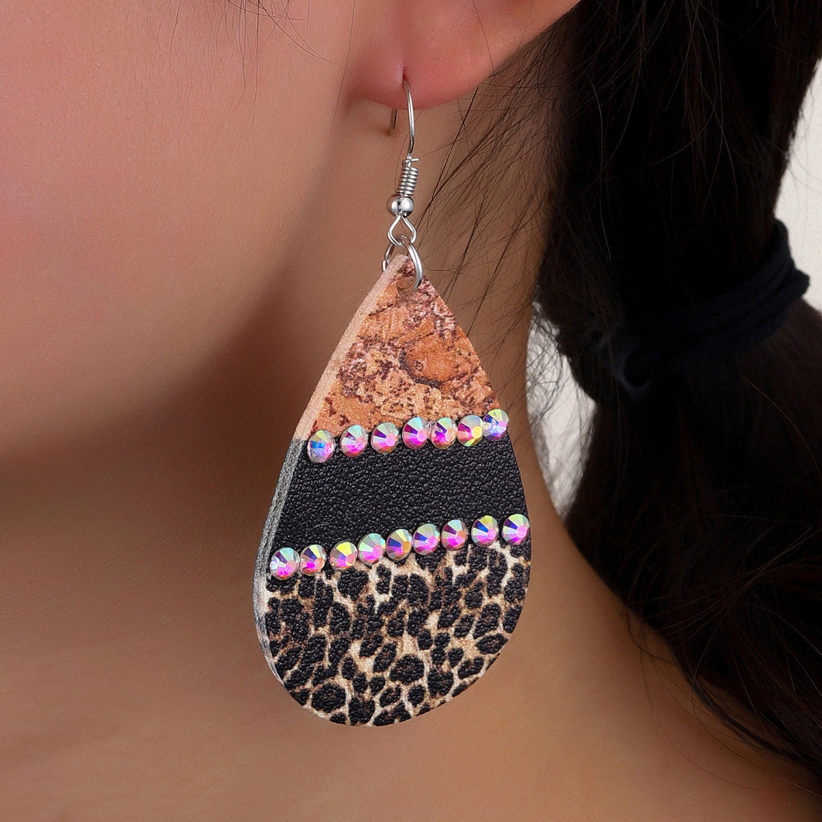 Animal Printed Teardrop Earrings E4824
