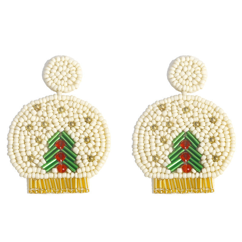 Christmas Tree Hat Seed Bead Earrings E4848