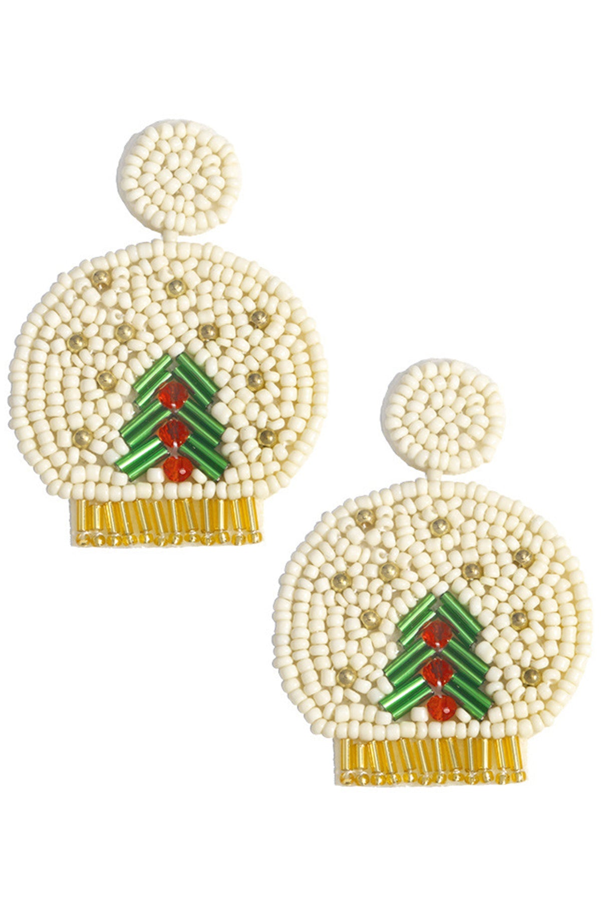 Christmas Tree Hat Seed Bead Earrings E4848
