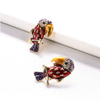 Parrot Rhinestone Stud Earrings E4856