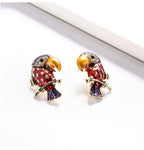 Parrot Rhinestone Stud Earrings E4856