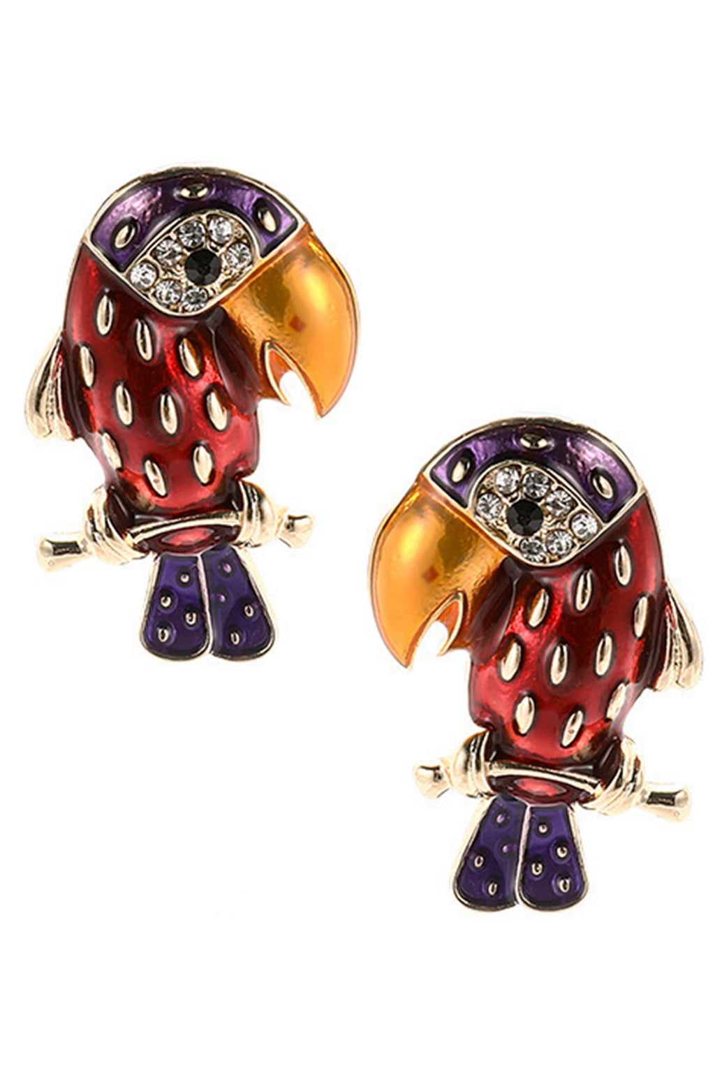 Parrot Rhinestone Stud Earrings E4856