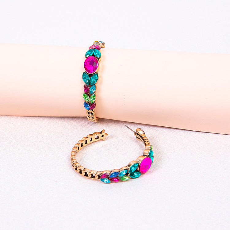 Rhinestone Hoop Earrings E4862