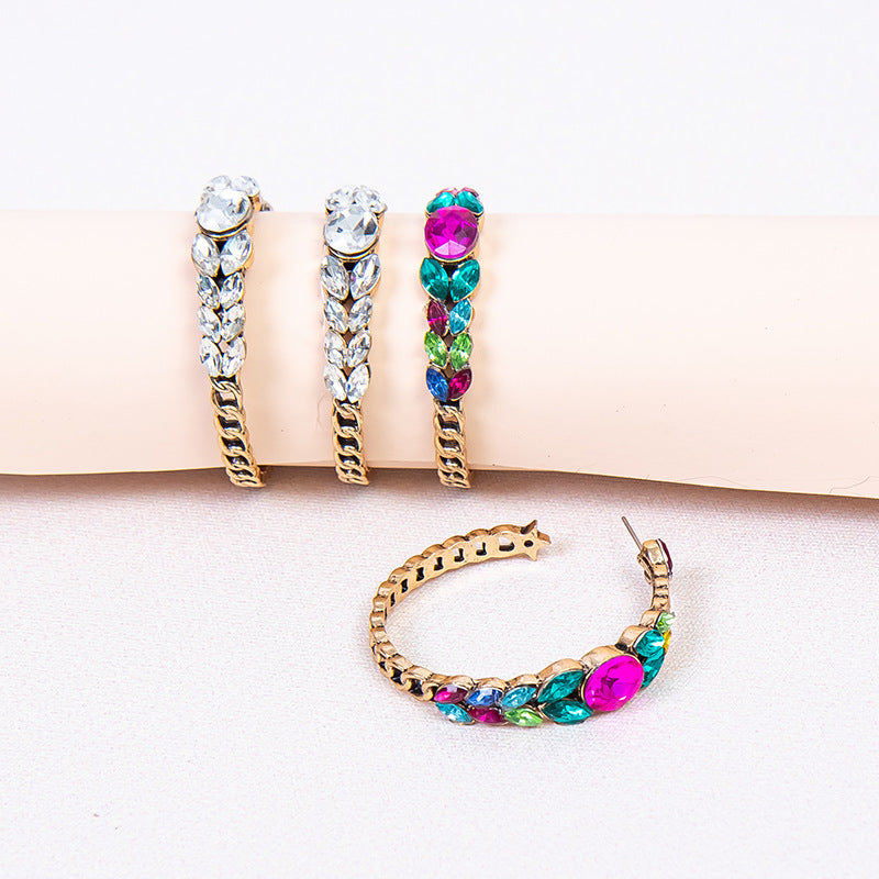 Rhinestone Hoop Earrings E4862