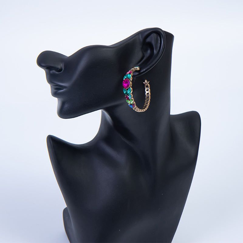 Rhinestone Hoop Earrings E4862