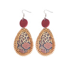 Teardrop Rattan Animal Printed Earrings E4900