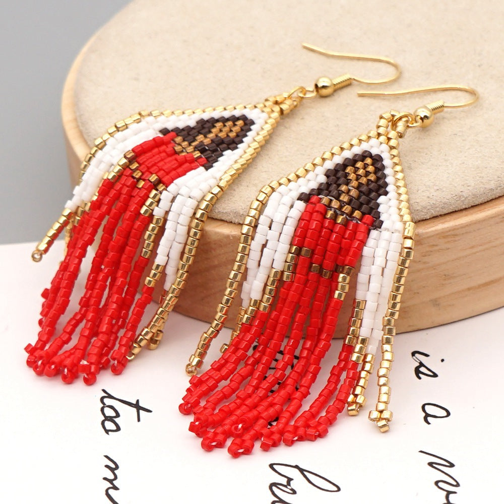 Virgin Mary Seed Bead Tassel Earrings E4925
