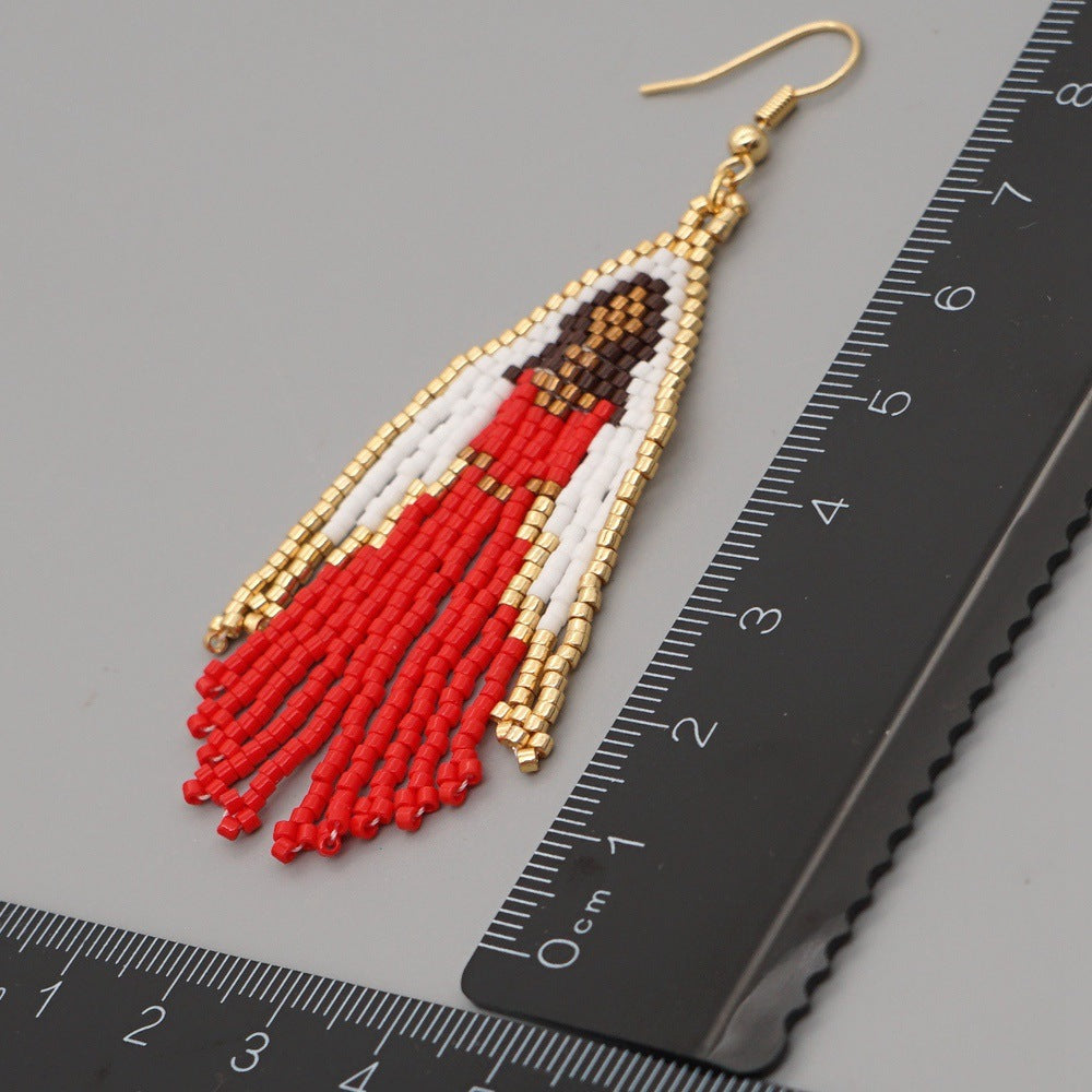 Virgin Mary Seed Bead Tassel Earrings E4925