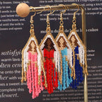 Virgin Mary Seed Bead Tassel Earrings E4925