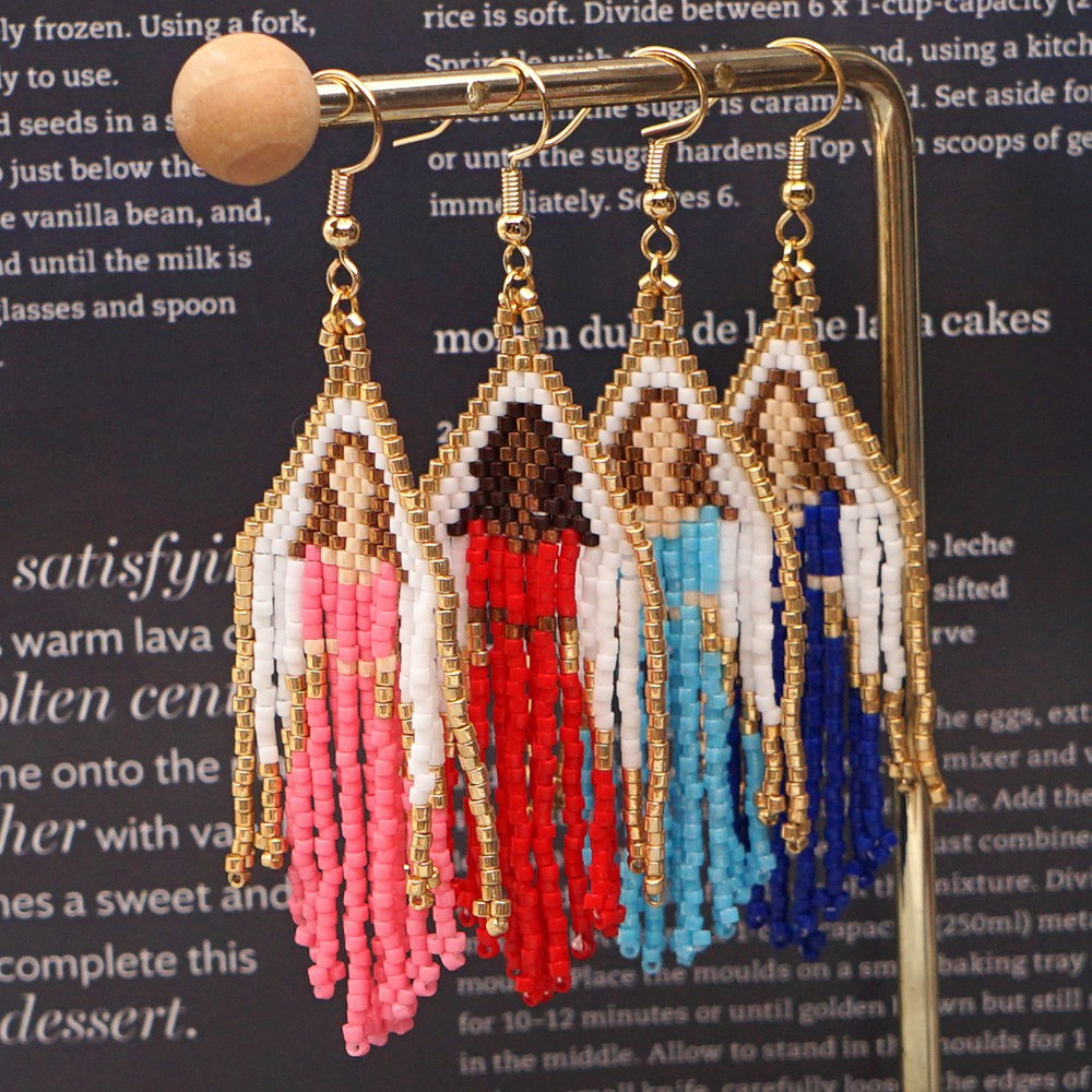 Virgin Mary Seed Bead Tassel Earrings E4925