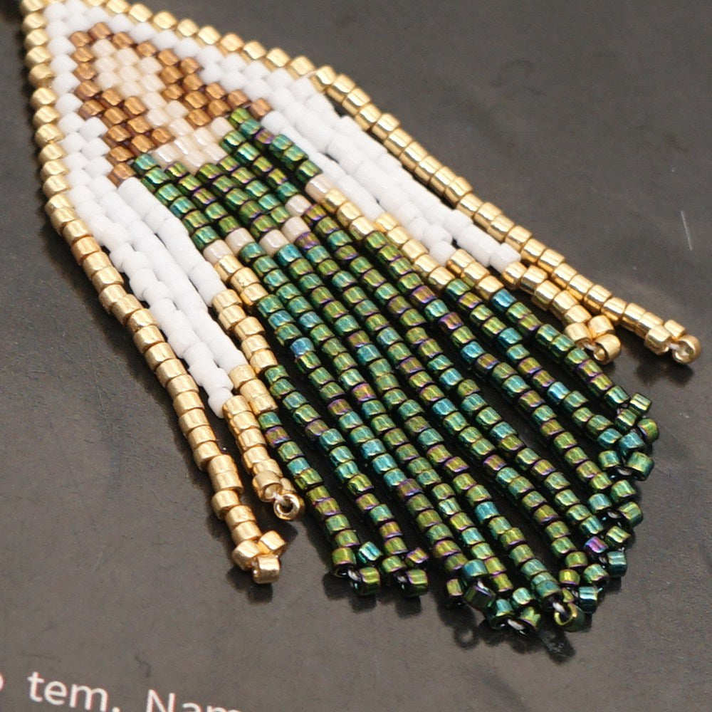Virgin Mary Seed Bead Tassel Earrings E4925