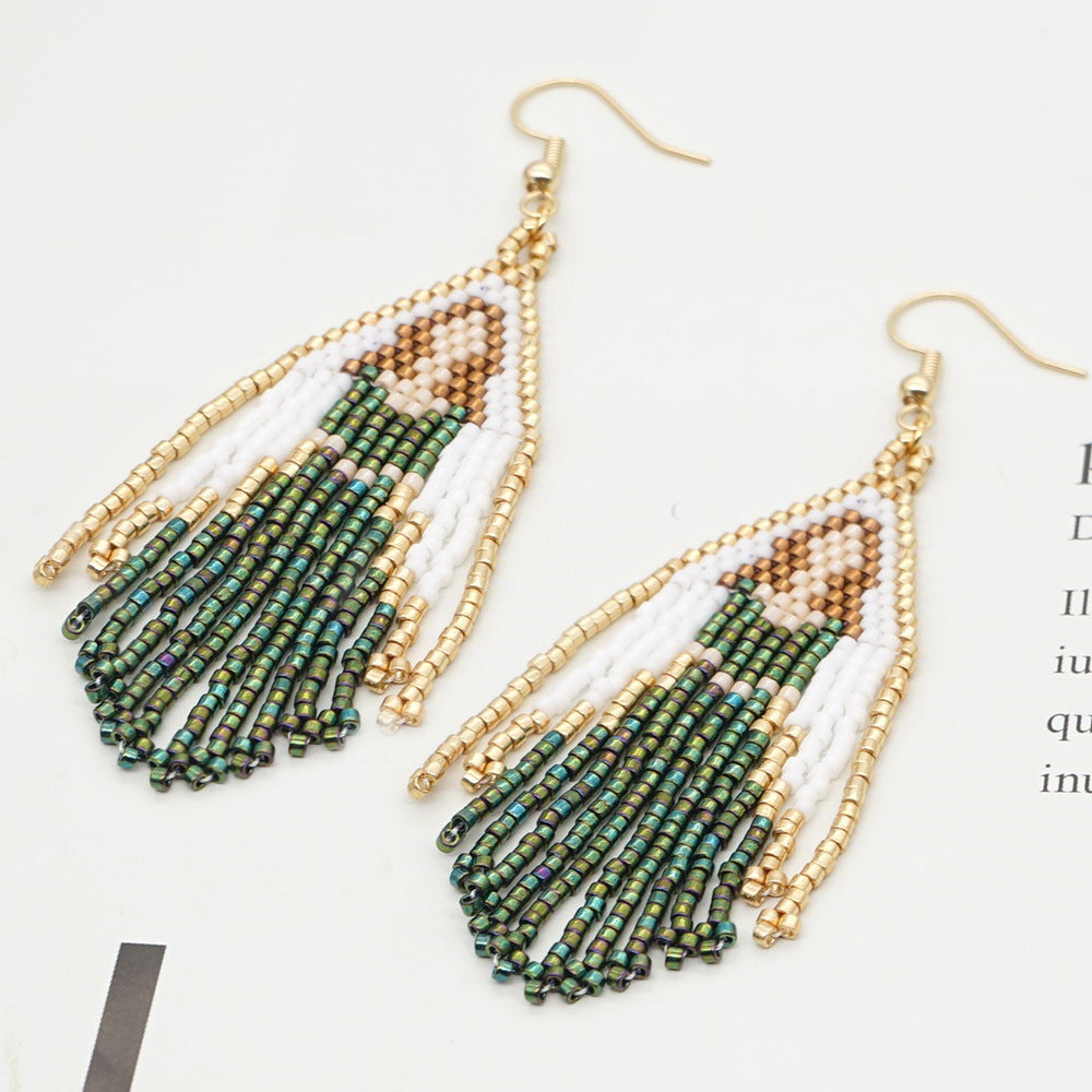 Virgin Mary Seed Bead Tassel Earrings E4925