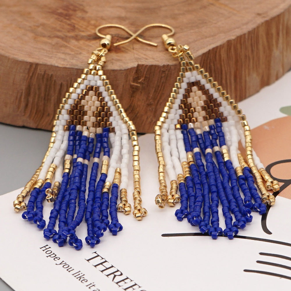Virgin Mary Seed Bead Tassel Earrings E4925