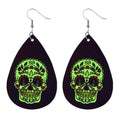Skull Teardrop Leather Earrings E4926