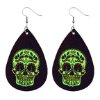 Skull Teardrop Leather Earrings E4926