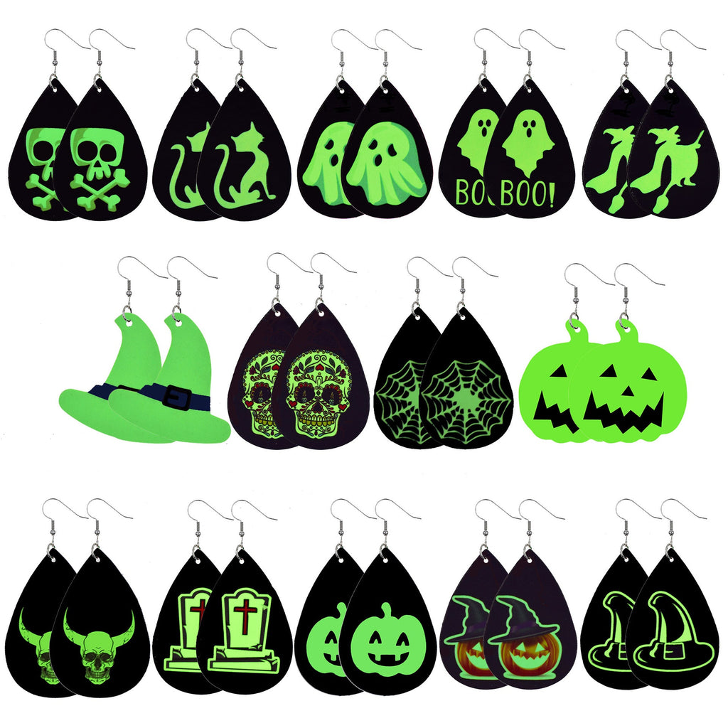 Skull Teardrop Leather Earrings E4926