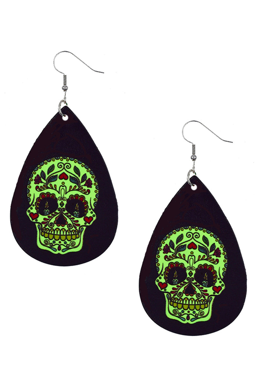 Skull Teardrop Leather Earrings E4926