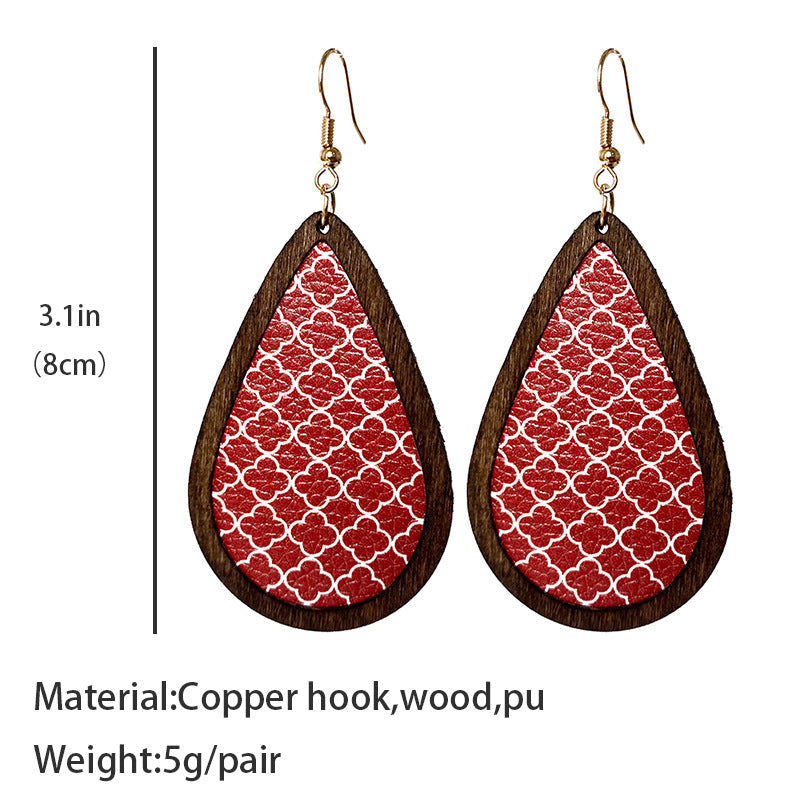 Christmas Point Teardrop Leather Earrings E4940