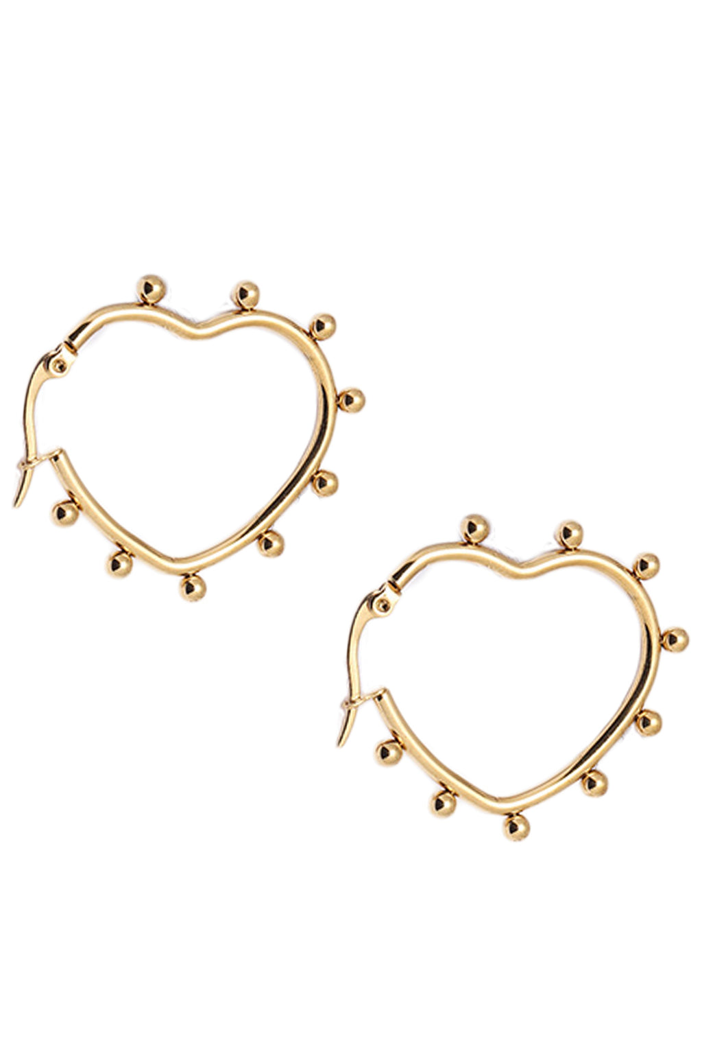 Heart Bead Stainless Steel Hoop Earrings E4942