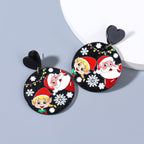 Christmas Santa Claus Circle Acrylic Earrings E4951