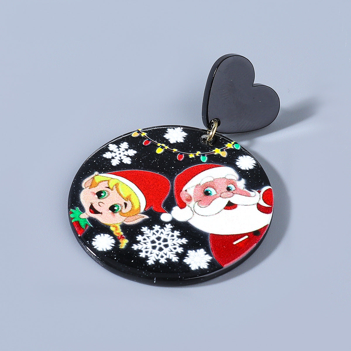 Christmas Santa Claus Circle Acrylic Earrings E4951