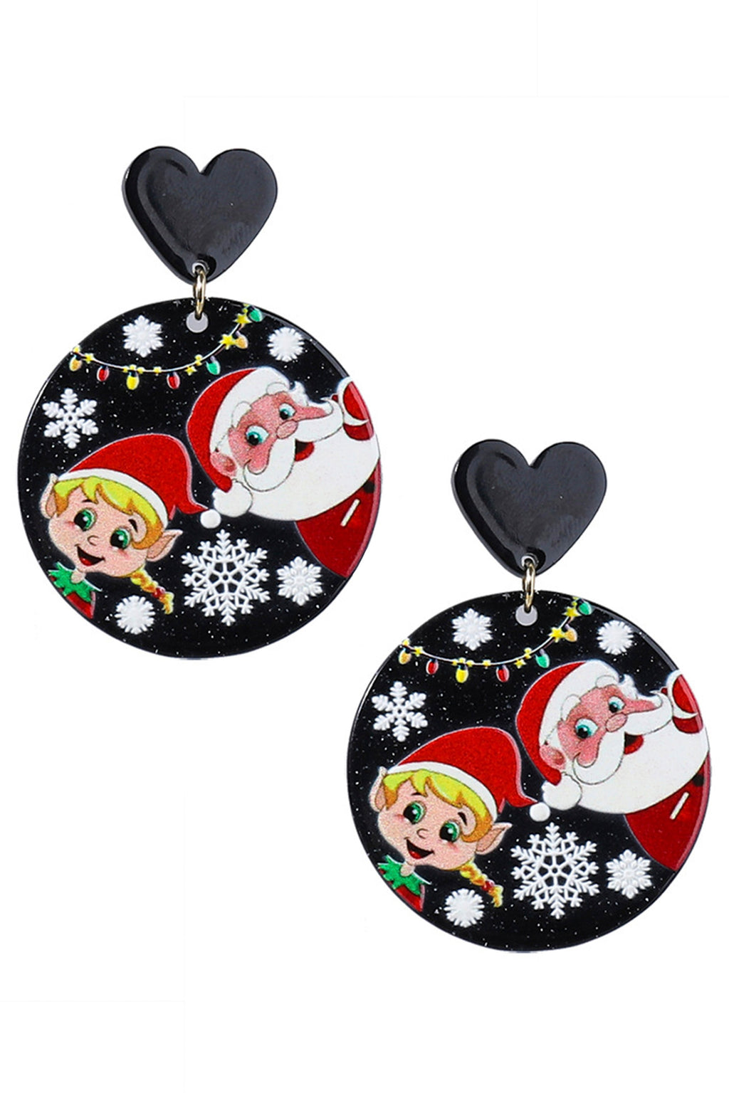 Christmas Santa Claus Circle Acrylic Earrings E4951