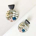 Floral Polymer Clay Circle Earrings E4981