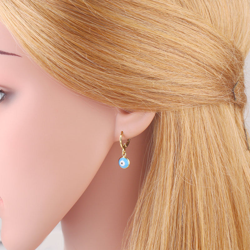 Evil Eye Bead Copper Earrings E5000