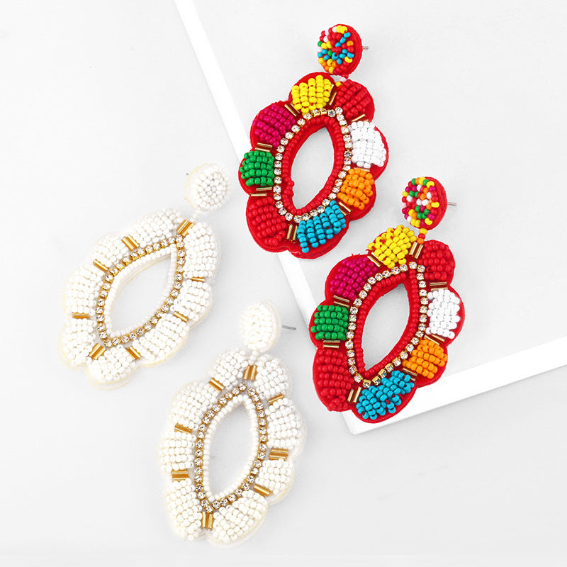 Floral Seed Bead Earrings E5001