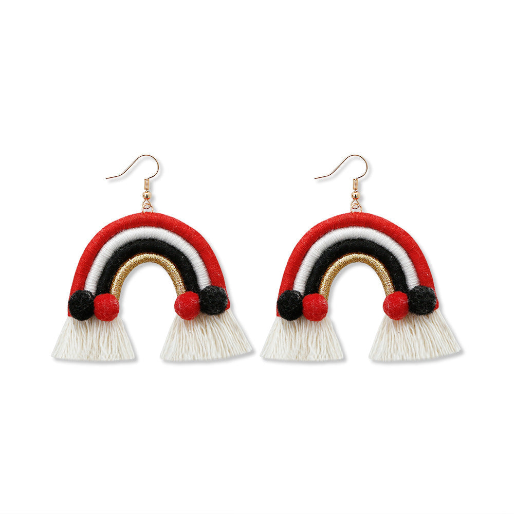 Rainbow Texile Tassel Earrings E5033
