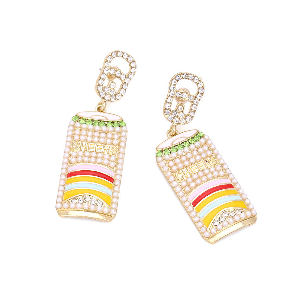 Can Pearl Rhinestone Earrings E5048
