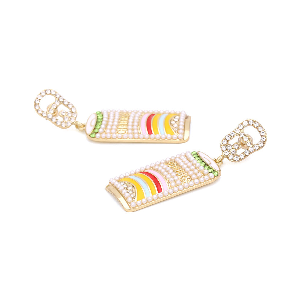 Can Pearl Rhinestone Earrings E5048