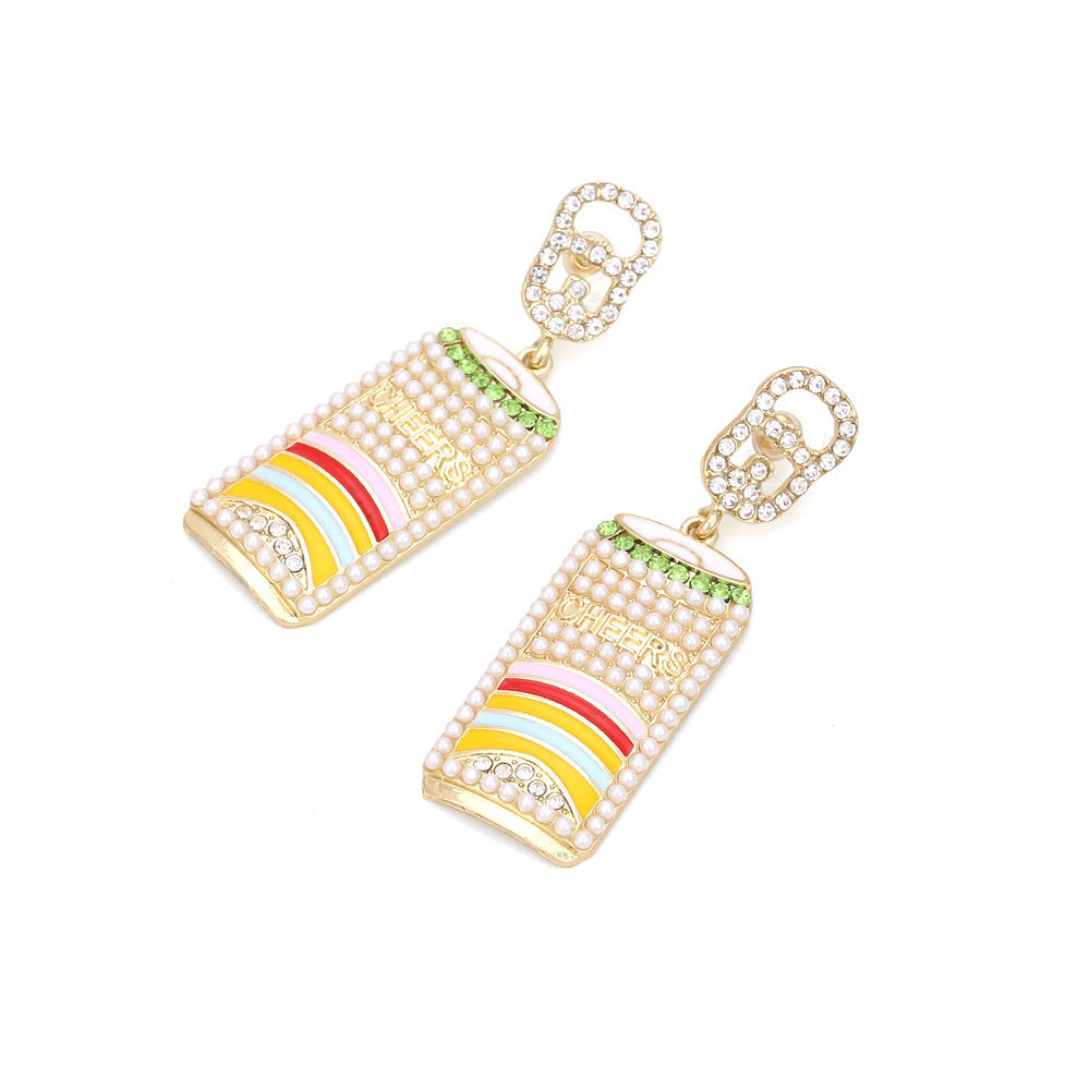 Can Pearl Rhinestone Earrings E5048