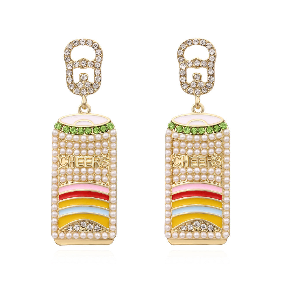 Can Pearl Rhinestone Earrings E5048