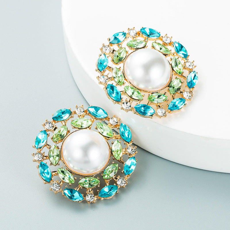 Pearl Rhinestone Stud Earrings E5083