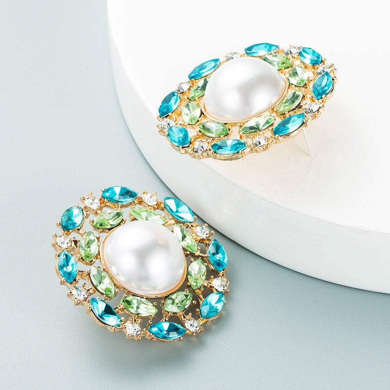 Pearl Rhinestone Stud Earrings E5083