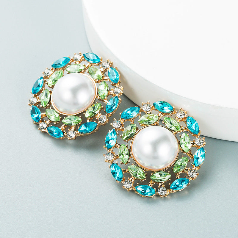 Pearl Rhinestone Stud Earrings E5083
