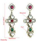 Floral Cross Rhinestone Earrings E5084