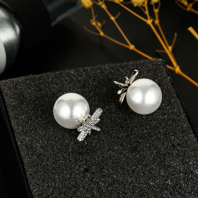 Star Rhinestone Pearl Stud Earrings E5108