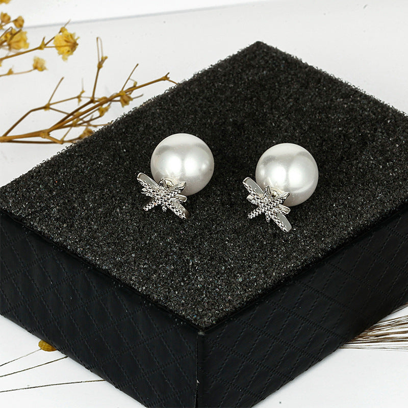 Star Rhinestone Pearl Stud Earrings E5108