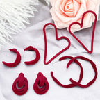 Heart Flocking Alloy Hoop Earrings E5124