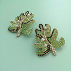 Leaf Rhinestone Stud Earrings E5136
