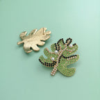 Leaf Rhinestone Stud Earrings E5136