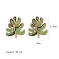 Leaf Rhinestone Stud Earrings E5136